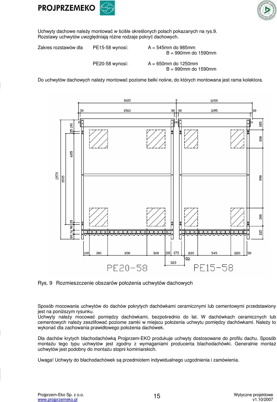 których montowana jest rama kolektora. Rys.