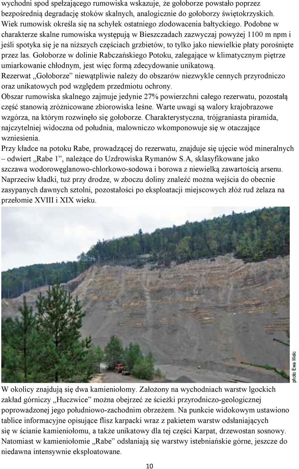 Podobne w charakterze skalne rumowiska występują w Bieszczadach zazwyczaj powyżej 1100 m npm i jeśli spotyka się je na niższych częściach grzbietów, to tylko jako niewielkie płaty porośnięte przez