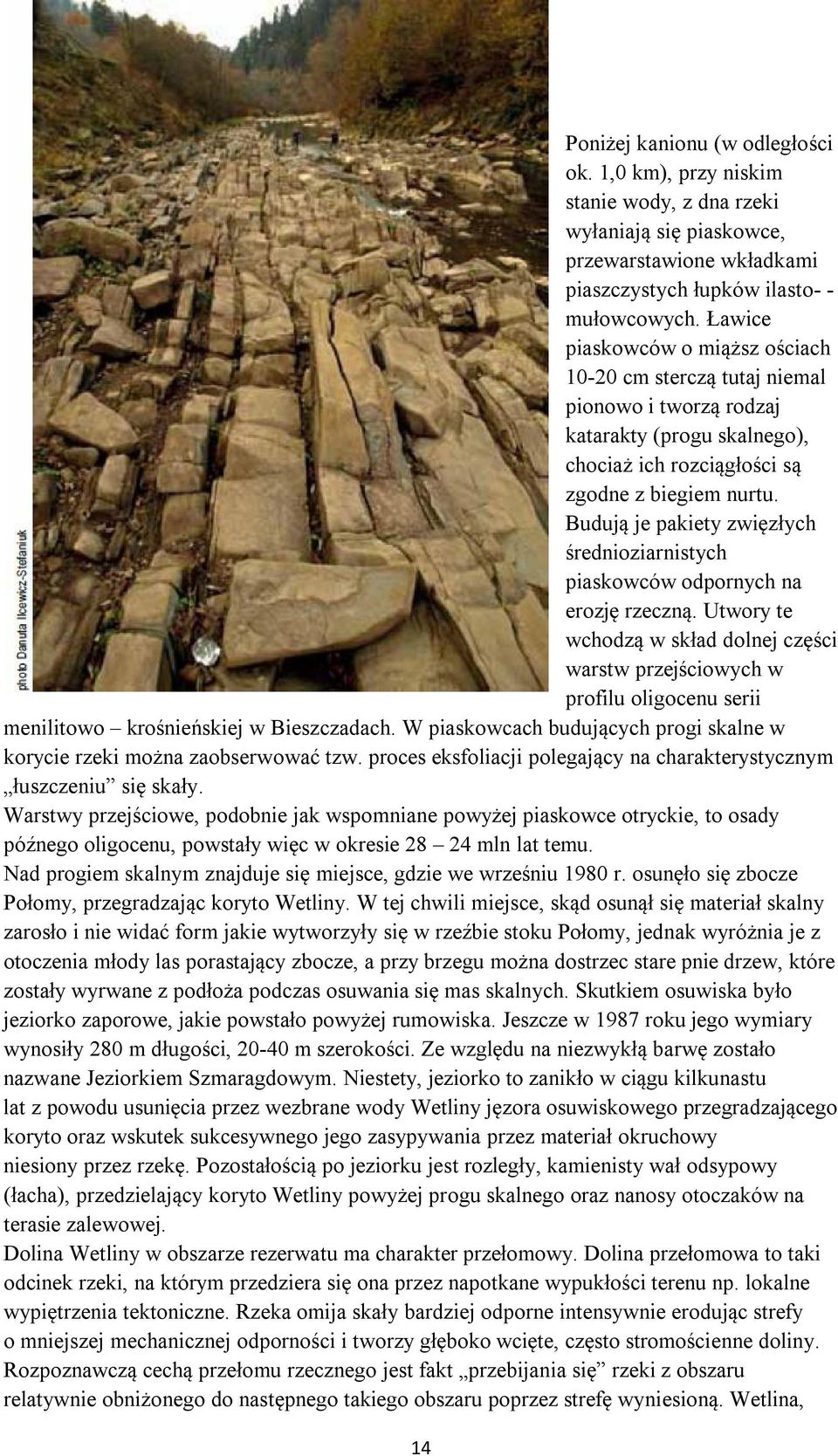 Budują je pakiety zwięzłych średnioziarnistych piaskowców odpornych na erozję rzeczną.