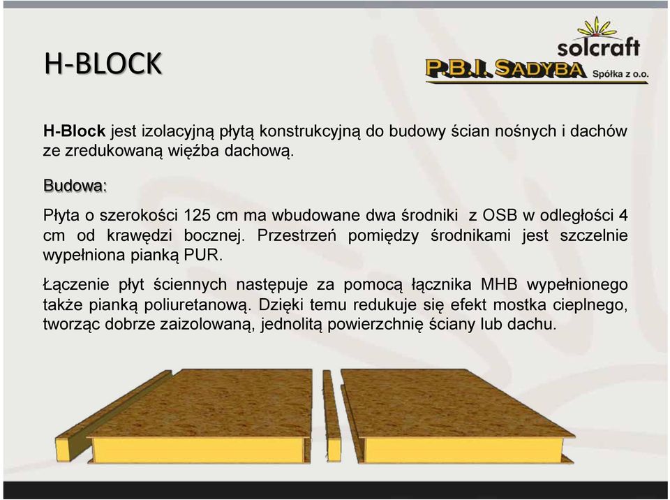 Przestrzeń pomiędzy środnikami jest szczelnie wypełniona pianką PUR.