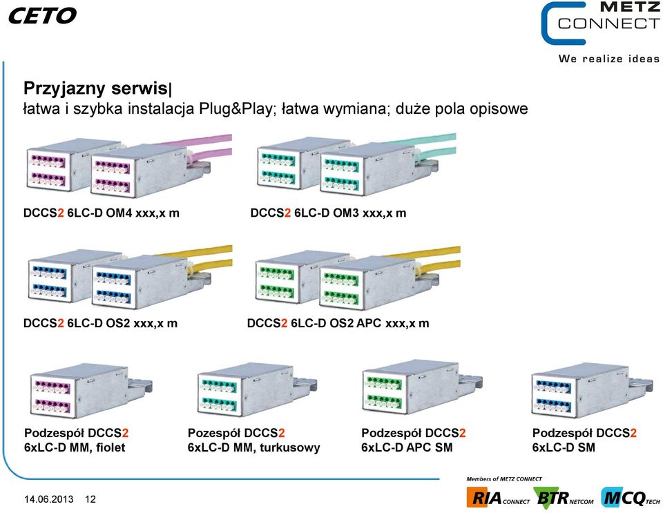 DCCS2 6LC-D OS2 APC xxx,x m Podzespół DCCS2 6xLC-D MM, fiolet Pozespół DCCS2