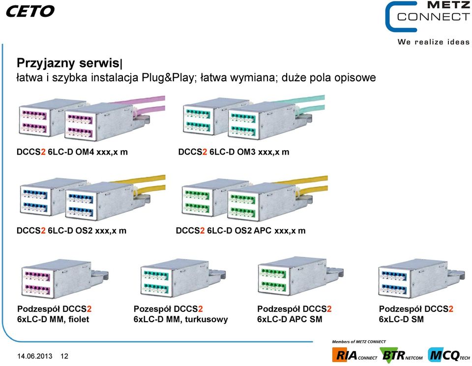 DCCS2 6LC-D OS2 APC xxx,x m Podzespół DCCS2 6xLC-D MM, fiolet Pozespół DCCS2