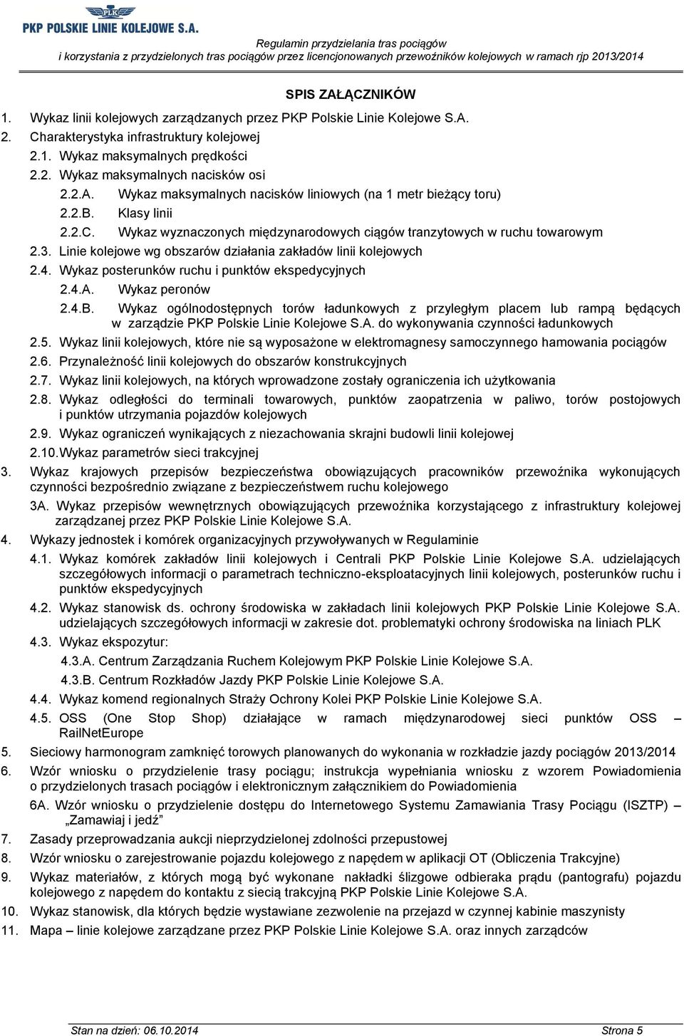 Linie kolejowe wg obszarów działania zakładów linii kolejowych 2.4. Wykaz posterunków ruchu i punktów ekspedycyjnych 2.4.A. 2.4.B.