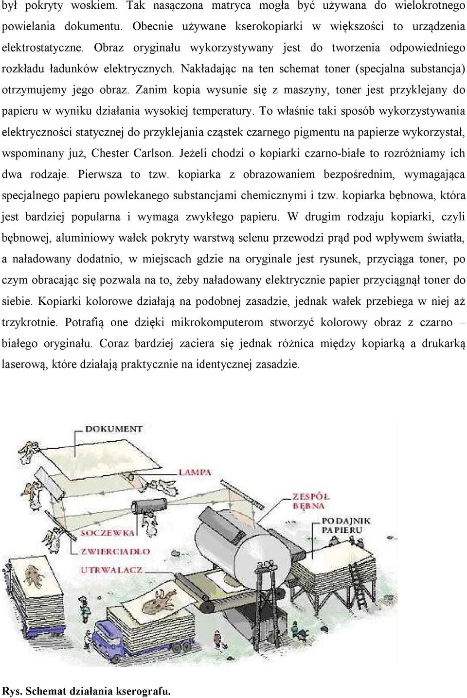 Zanim kopia wysunie się z maszyny, toner jest przyklejany do papieru w wyniku działania wysokiej temperatury.