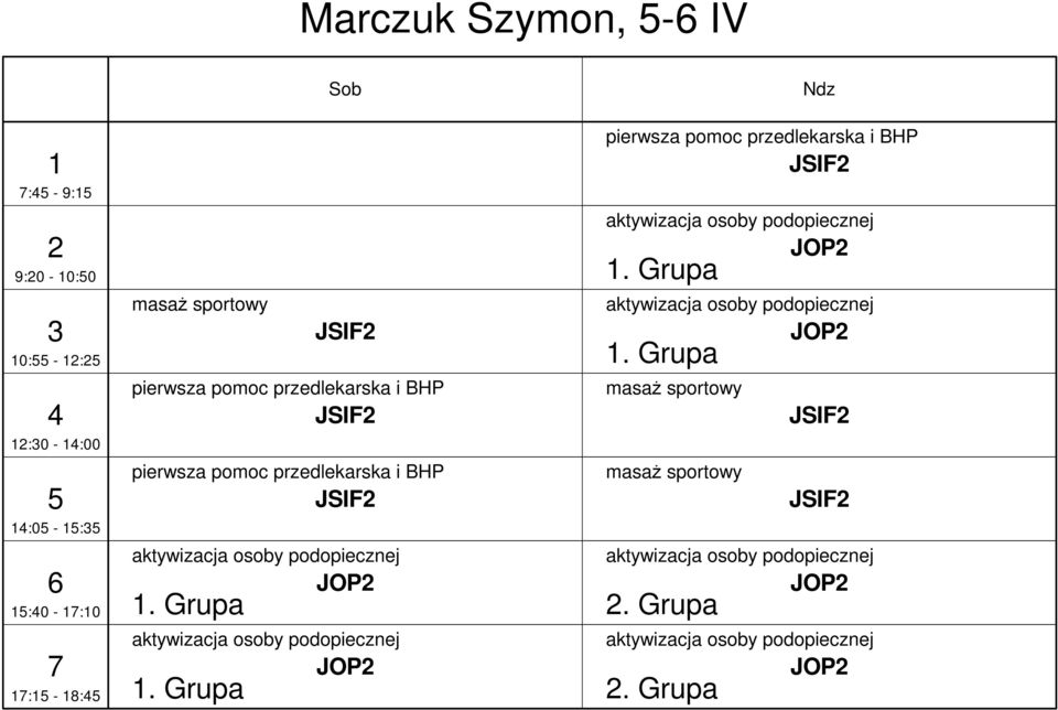 Grupa pierwsza pomoc przedlekarska i BHP JSIF aktywizacja osoby podopiecznej JOP. Grupa aktywizacja osoby podopiecznej JOP.