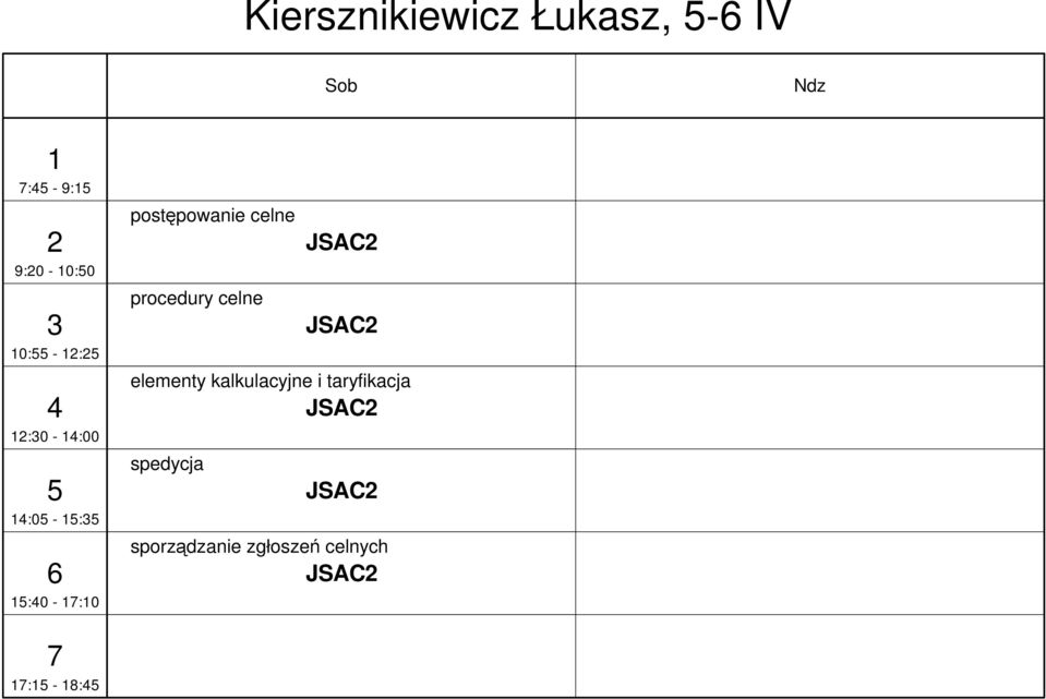 JSAC JSAC elementy kalkulacyjne i taryfikacja JSAC