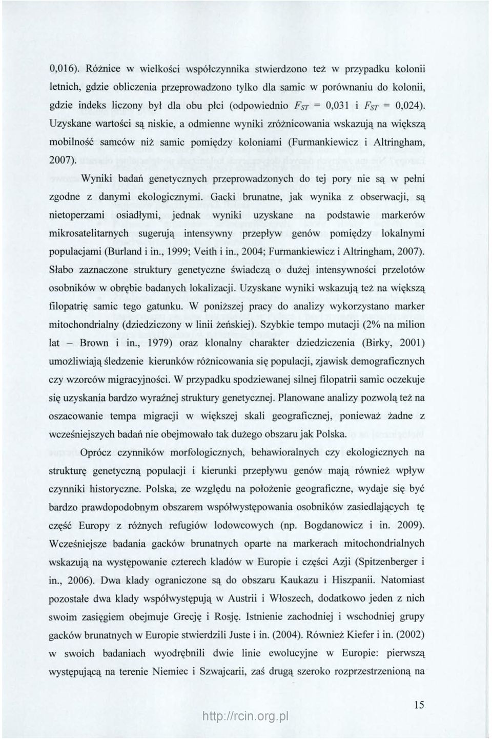 (odpowiednio FST = 0,031 i FST = 0,024).