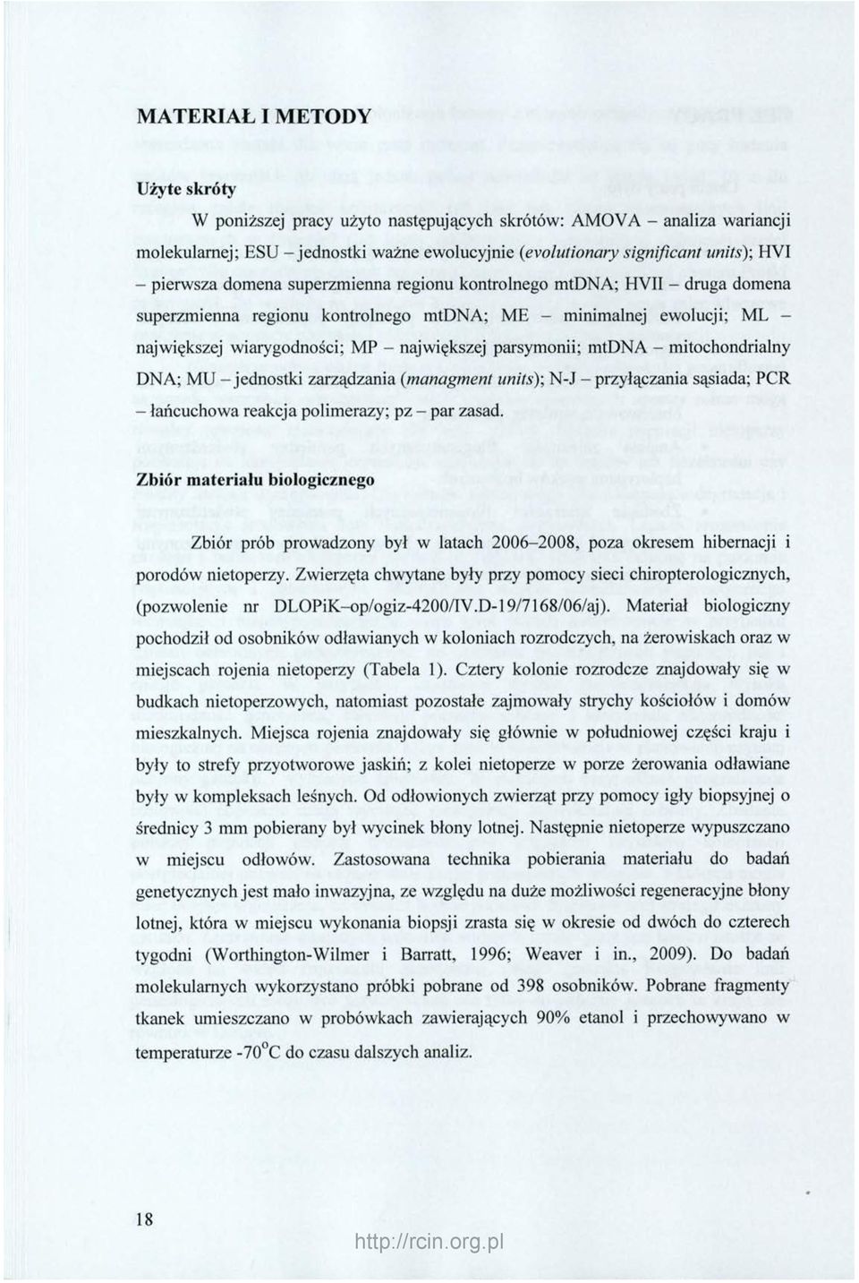parsymonii; mtdna - mitochondrialny DNA; MU - jednostki zarządzania (managment units)-, N-J - przyłączania sąsiada; PCR - łańcuchowa reakcja polimerazy; pz - par zasad.