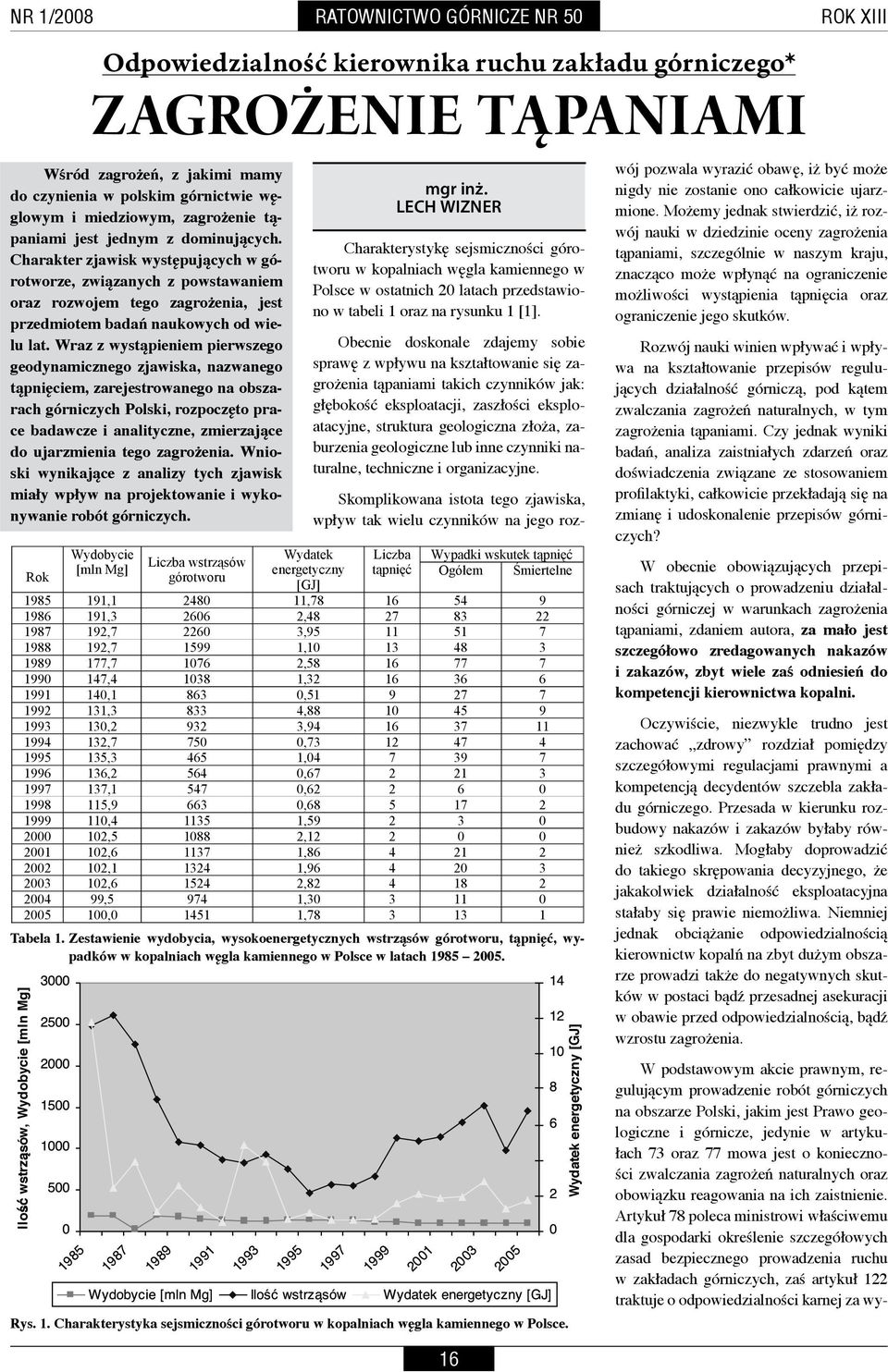 Wraz z wystąpieniem pierwszego geodynamicznego zjawiska, nazwanego tąpnięciem, zarejestrowanego na obszarach górniczych Polski, rozpoczęto prace badawcze i analityczne, zmierzające do ujarzmienia