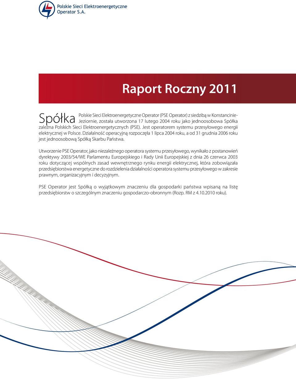 Działalność operacyjną rozpoczęła 1 lipca 2004 roku, a od 31 grudnia 2006 roku jest jednoosobową Spółką Skarbu Państwa.