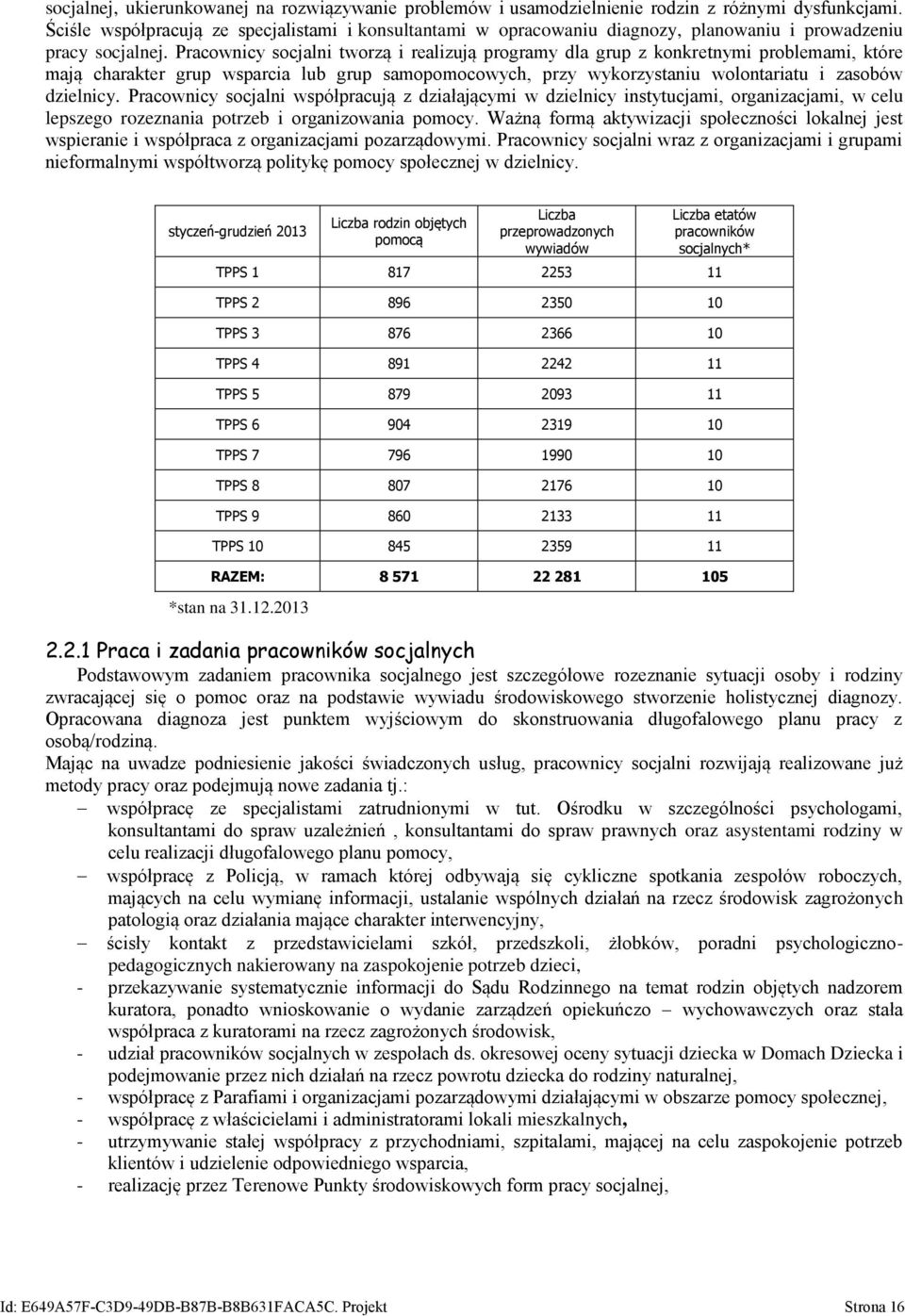 Pracownicy socjalni tworzą i realizują programy dla grup z konkretnymi problemami, które mają charakter grup wsparcia lub grup samopomocowych, przy wykorzystaniu wolontariatu i zasobów dzielnicy.