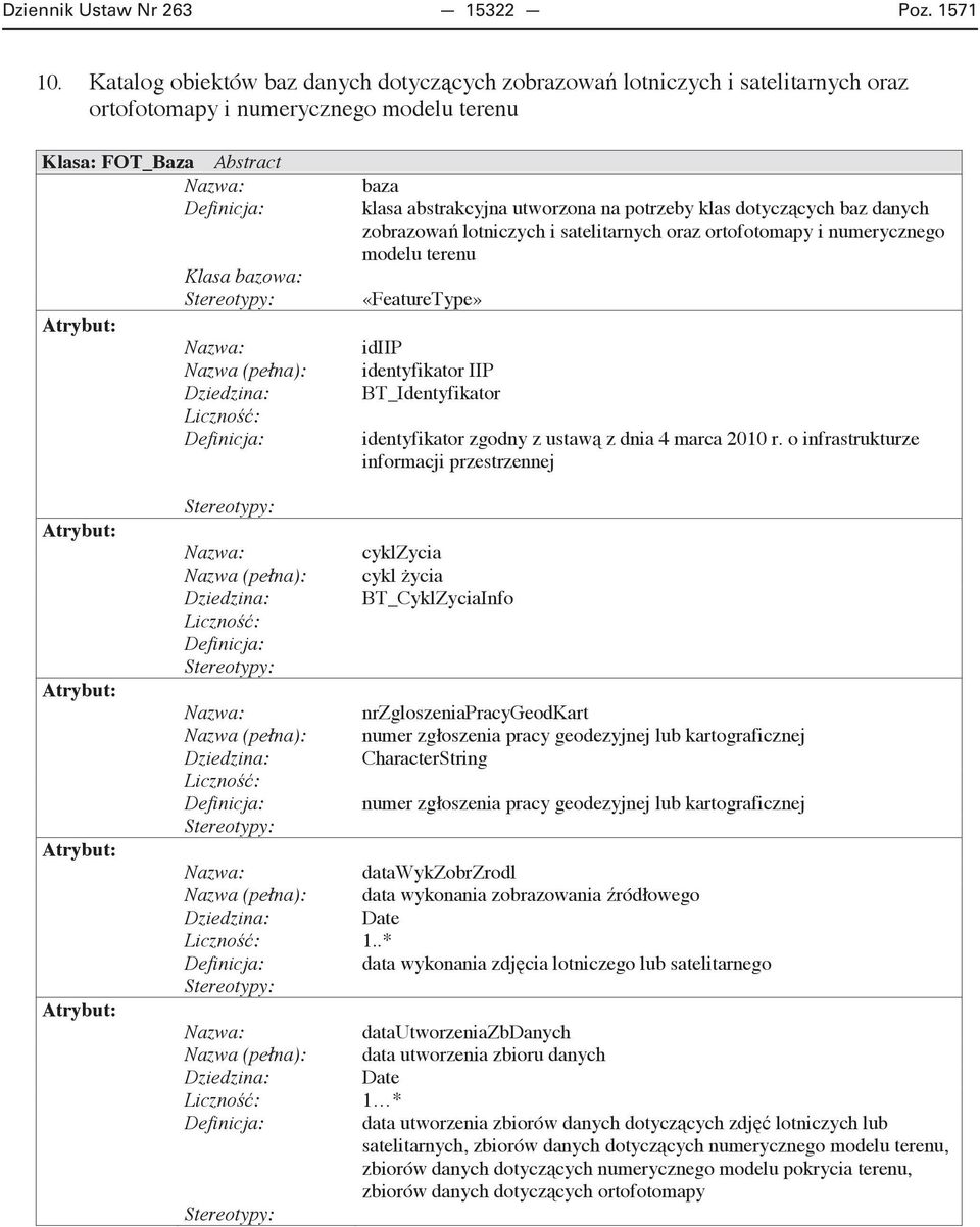 potrzeby klas dotycz cych baz danych zobrazowa lotniczych i satelitarnych oraz ortofotomapy i numerycznego modelu terenu «FeatureType» idiip identyfikator IIP BT_Identyfikator identyfikator zgodny z
