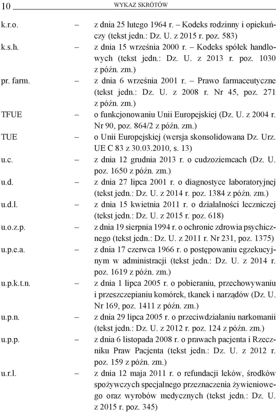 Nr 90, poz. 864/2 z późn. zm.) TUE o Unii Europejskiej (wersja skonsolidowana Dz. Urz. UE C 83 z 30.03.2010, s. 13) u.c. z dnia 12 grudnia 2013 r. o cudzoziemcach (Dz. U. poz. 1650 z późn. zm.) u.d. z dnia 27 lipca 2001 r.