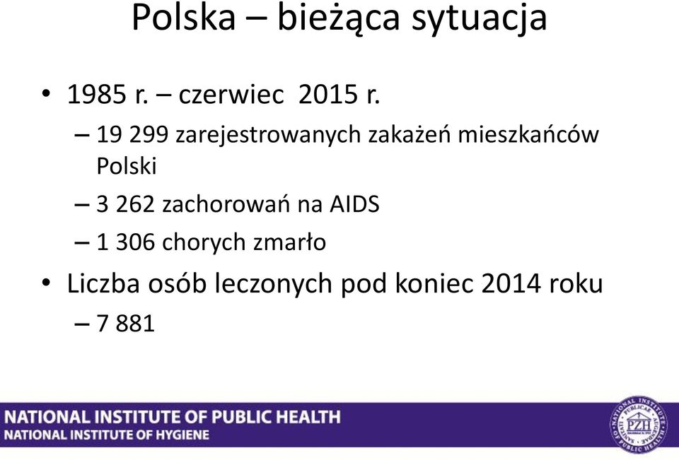 Polski 3 262 zachorowań na AIDS 1 306 chorych