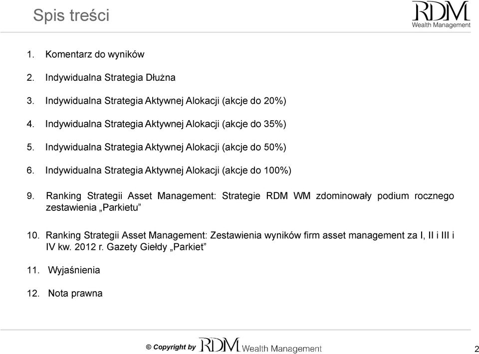 Indywidualna Strategia Aktywnej Alokacji (akcje do 100%) 9.