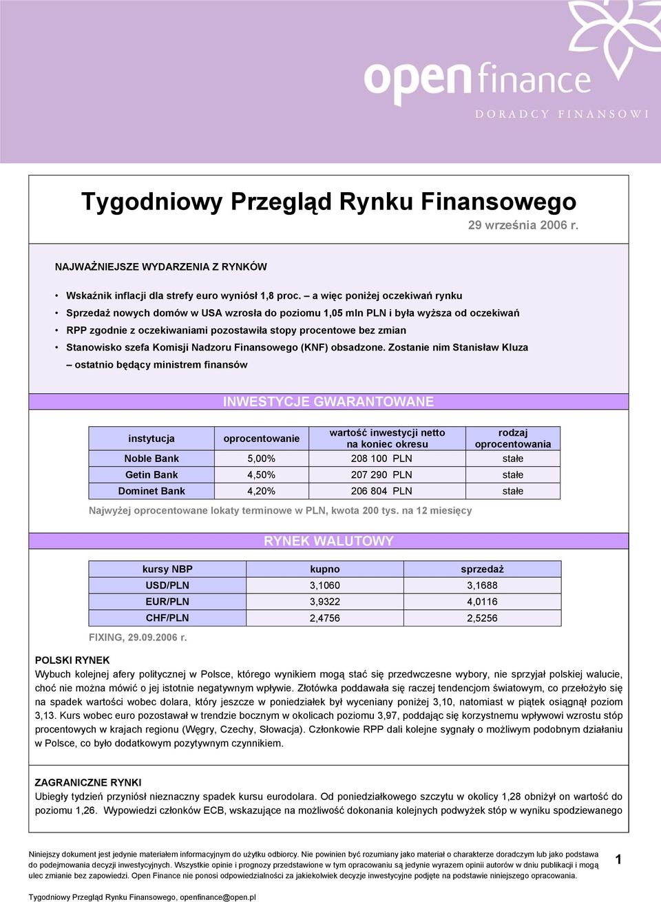 szefa Komisji Nadzoru Finansowego (KNF) obsadzone.