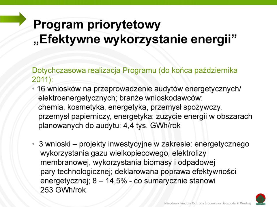 energii w obszarach planowanych do audytu: 4,4 tys.