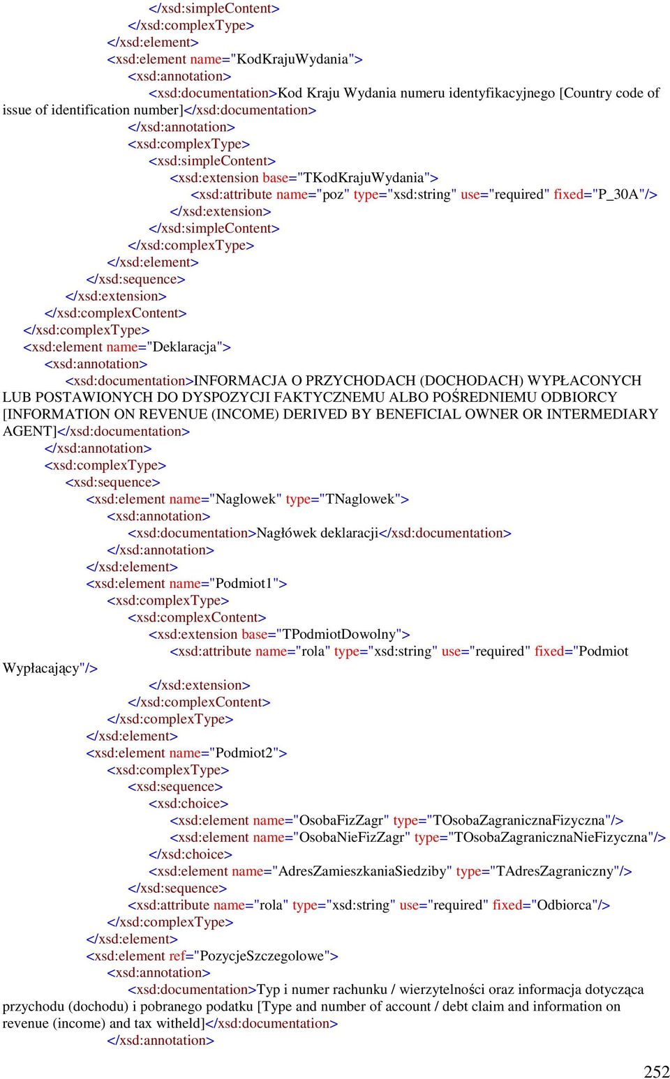 (DOCHODACH) WYPŁACONYCH LUB POSTAWIONYCH DO DYSPOZYCJI FAKTYCZNEMU ALBO POŚREDNIEMU ODBIORCY [INFORMATION ON REVENUE (INCOME) DERIVED BY BENEFICIAL OWNER OR INTERMEDIARY AGENT]</xsd:documentation>