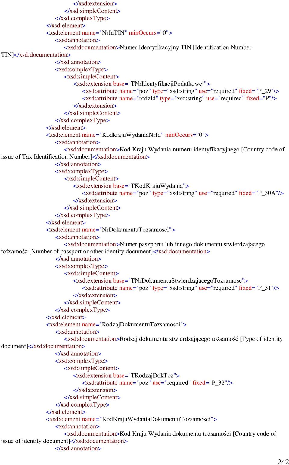 minoccurs="0"> <xsd:documentation>kod Kraju Wydania numeru identyfikacyjnego [Country code of issue of Tax Identification Number]</xsd:documentation> <xsd:extension base="tkodkrajuwydania">