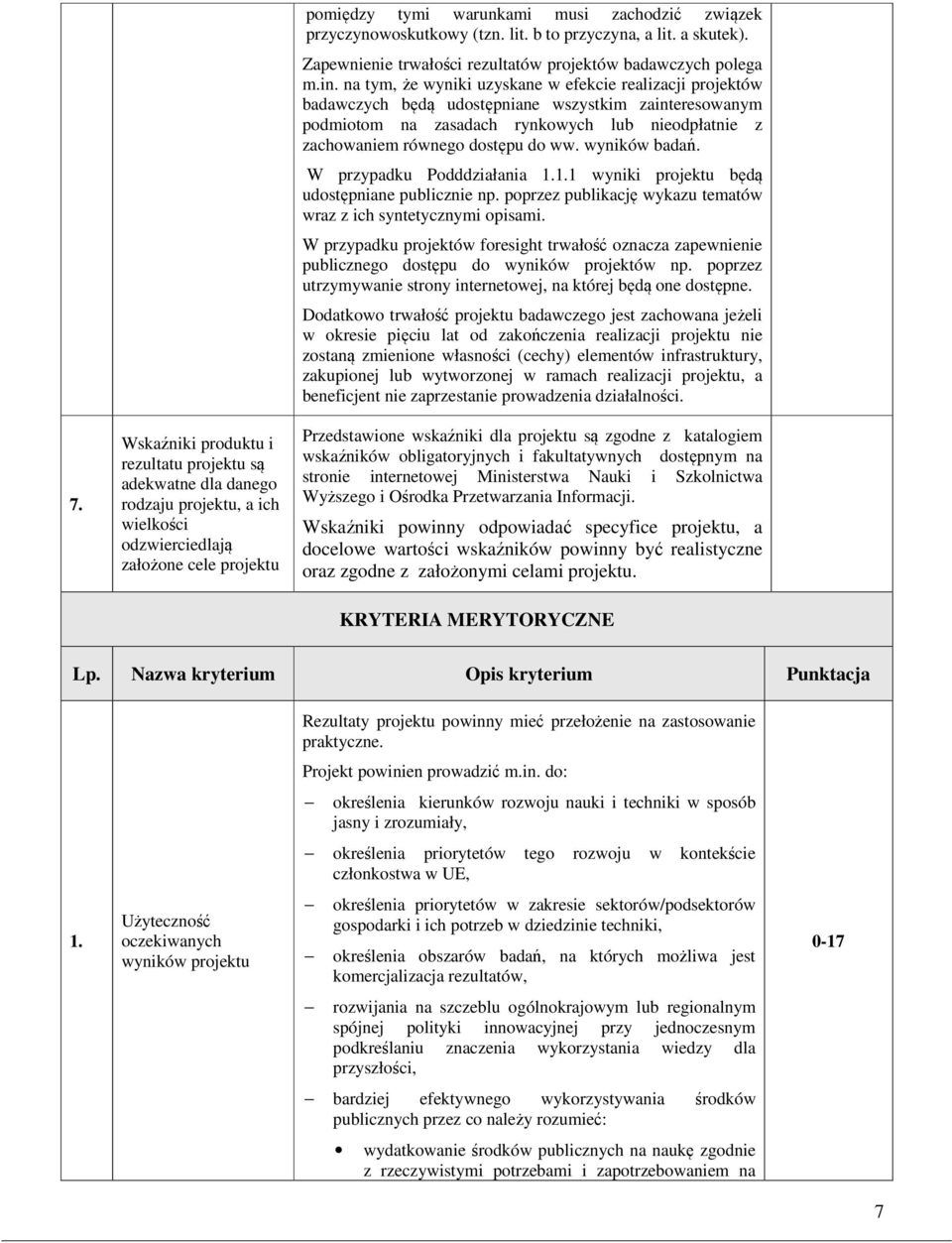 na tym, że wyniki uzyskane w efekcie realizacji projektów badawczych będą udostępniane wszystkim zainteresowanym podmiotom na zasadach rynkowych lub nieodpłatnie z zachowaniem równego dostępu do ww.