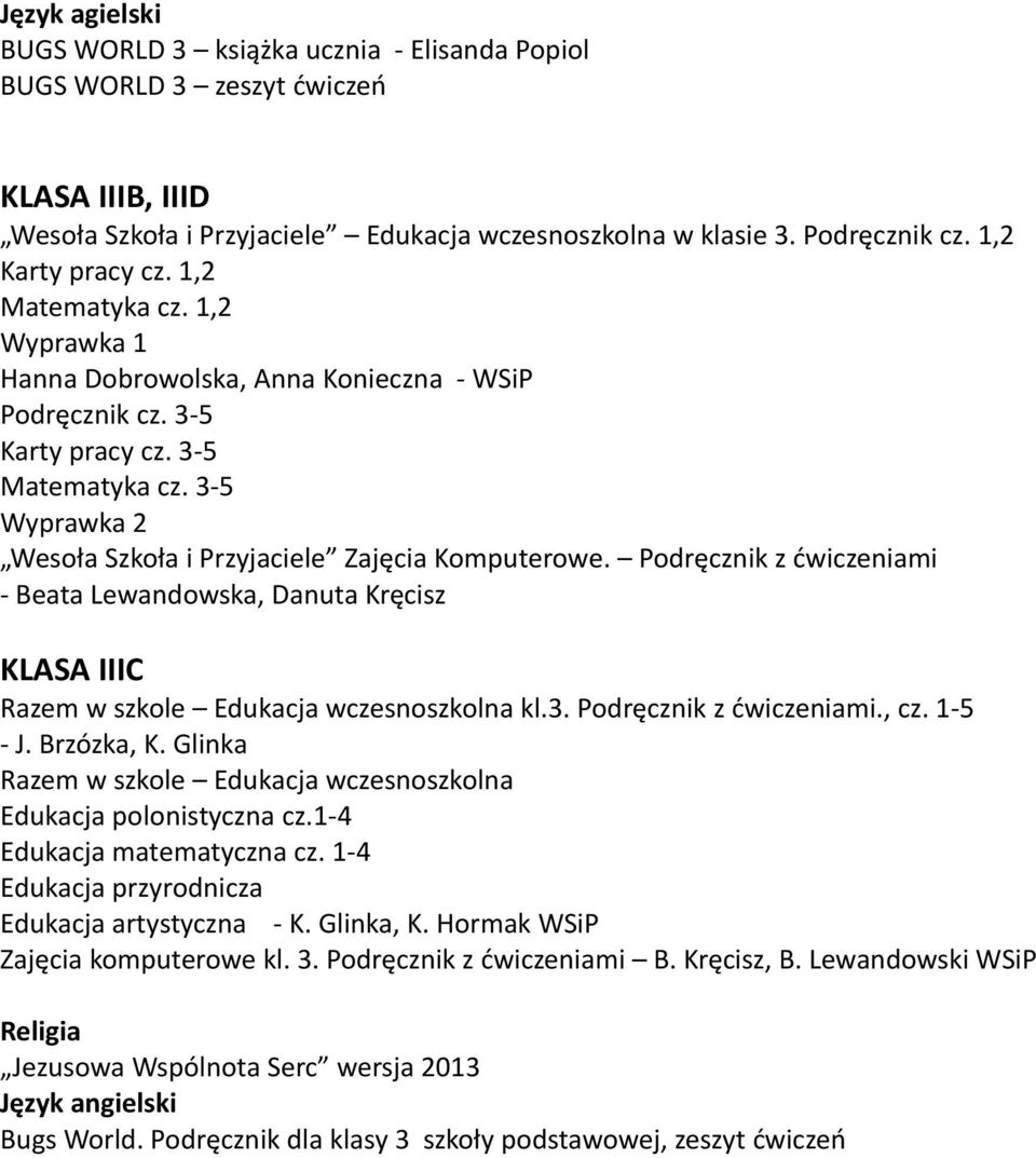 3-5 Wyprawka 2 Wesoła Szkoła i Przyjaciele Zajęcia Komputerowe. Podręcznik z ćwiczeniami - Beata Lewandowska, Danuta Kręcisz KLASA IIIC Razem w szkole Edukacja wczesnoszkolna kl.3. Podręcznik z ćwiczeniami., cz.