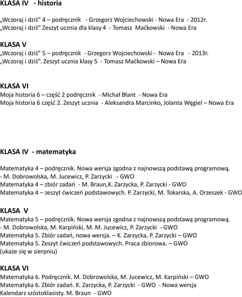 5 podręcznik - Grzegorz Wojciechowski - Nowa Era - 2013r. Wczoraj i dziś.