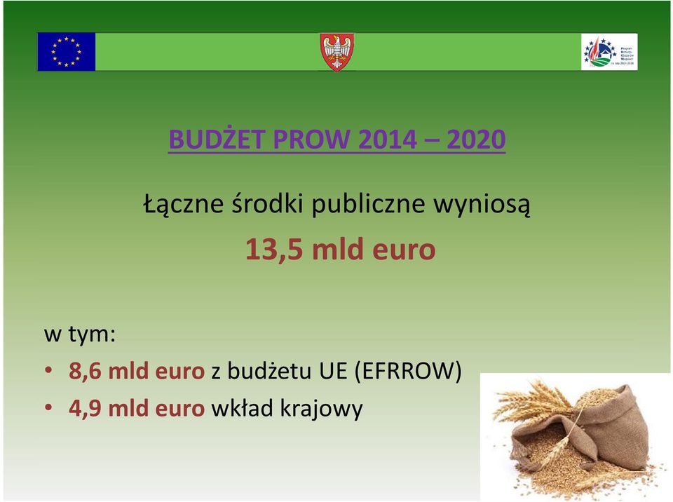 euro w tym: 8,6 mld euro z budżetu
