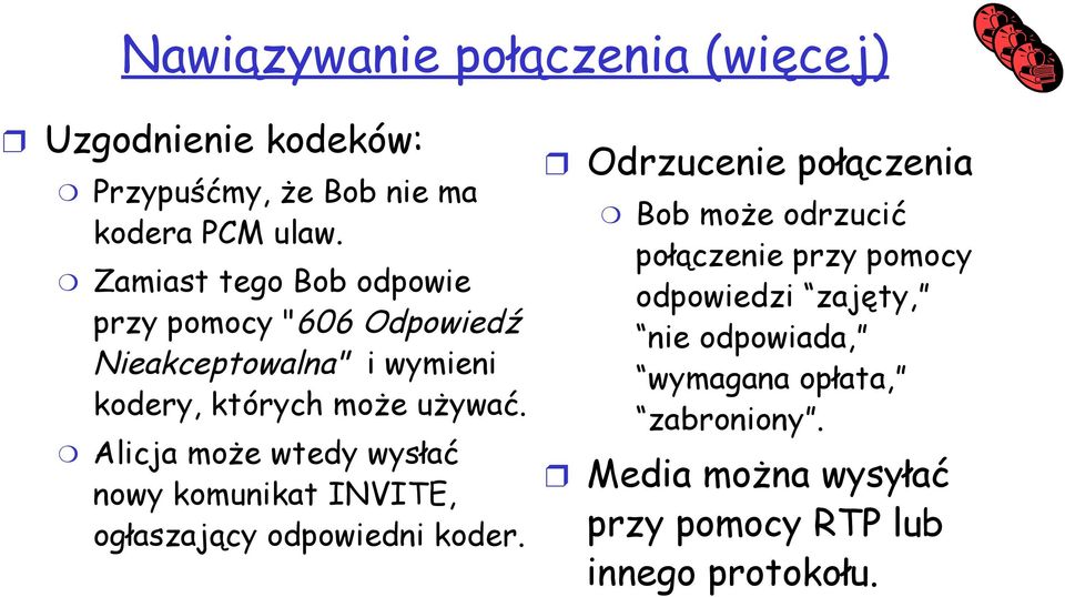 Alicja może wtedy wysłać nowy komunikat INVITE, ogłaszający odpowiedni koder.