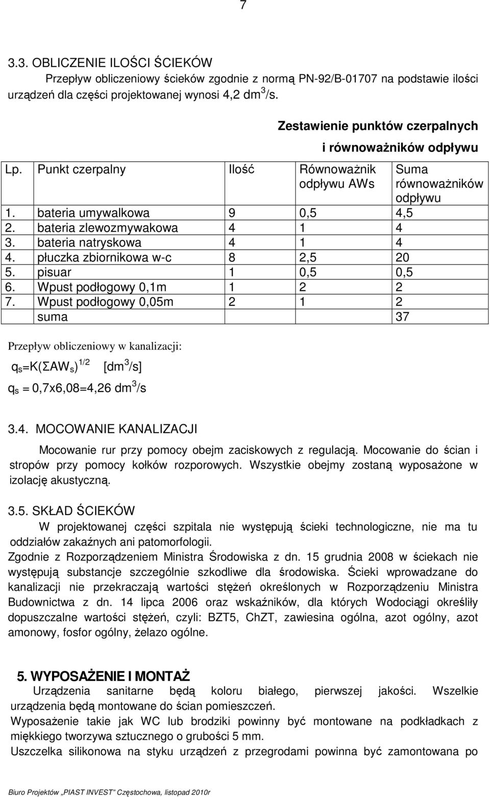 płuczka zbiornikowa w-c 8 2,5 20 5. pisuar 1 0,5 0,5 6. Wpust podłogowy 0,1m 1 2 2 7.