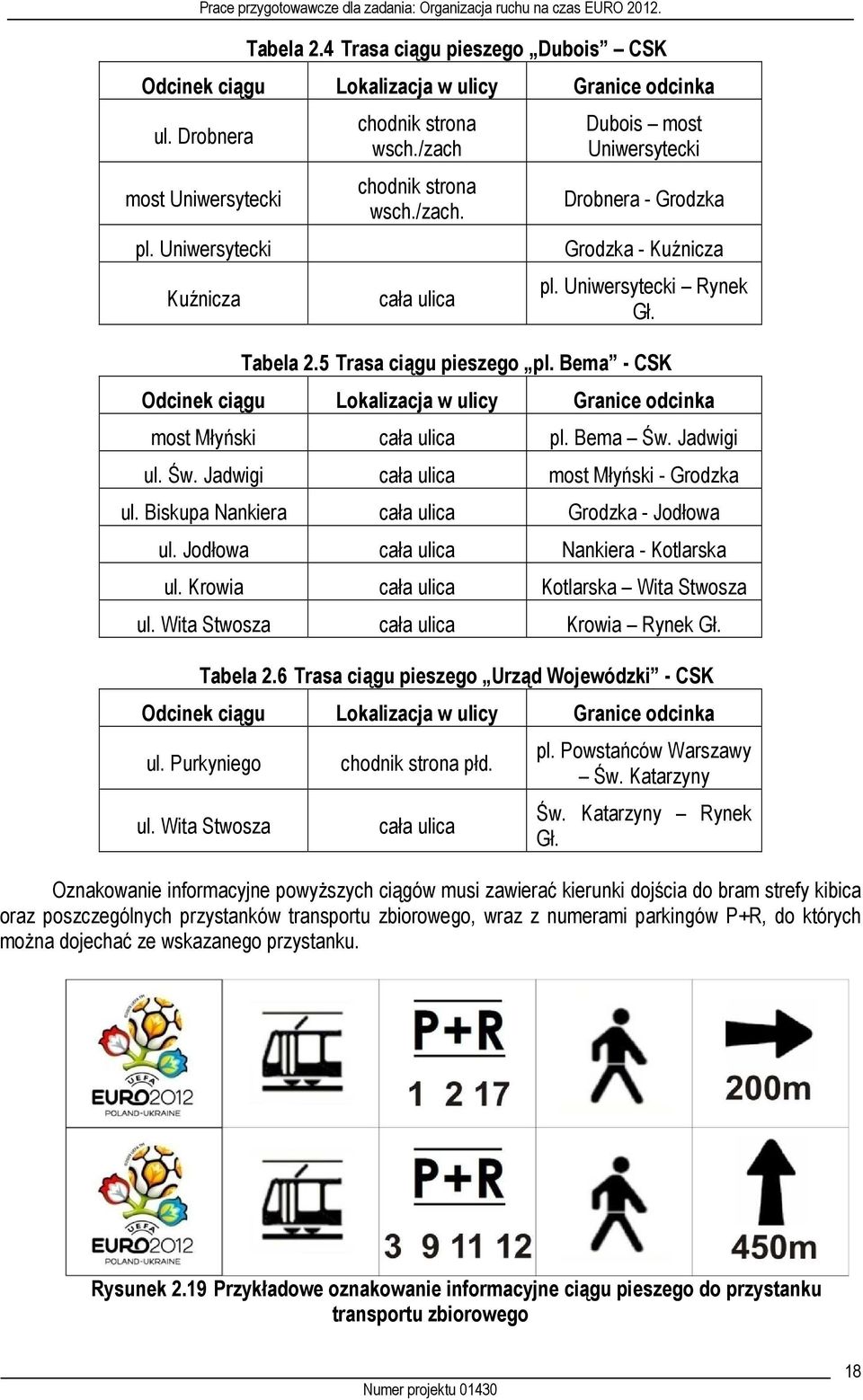 Bema - CSK Odcinek ciągu Lokalizacja w ulicy Granice odcinka most Młyński cała ulica pl. Bema Św. Jadwigi ul. Św. Jadwigi cała ulica most Młyński - Grodzka ul.