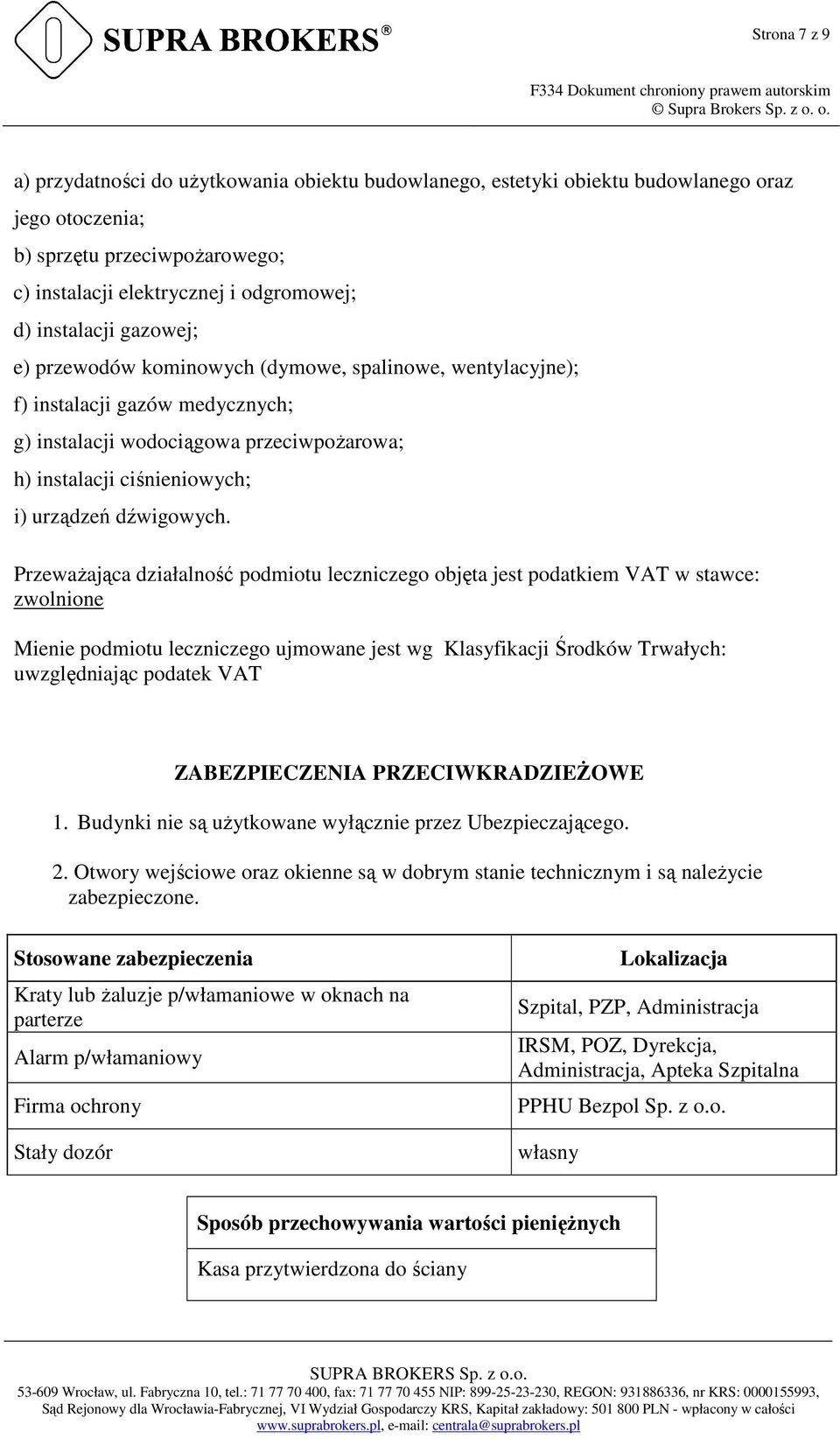 Przeważająca działalność podmiotu leczniczego objęta jest podatkiem VAT w stawce: zwolnione Mienie podmiotu leczniczego ujmowane jest wg Klasyfikacji Środków Trwałych: uwzględniając podatek VAT