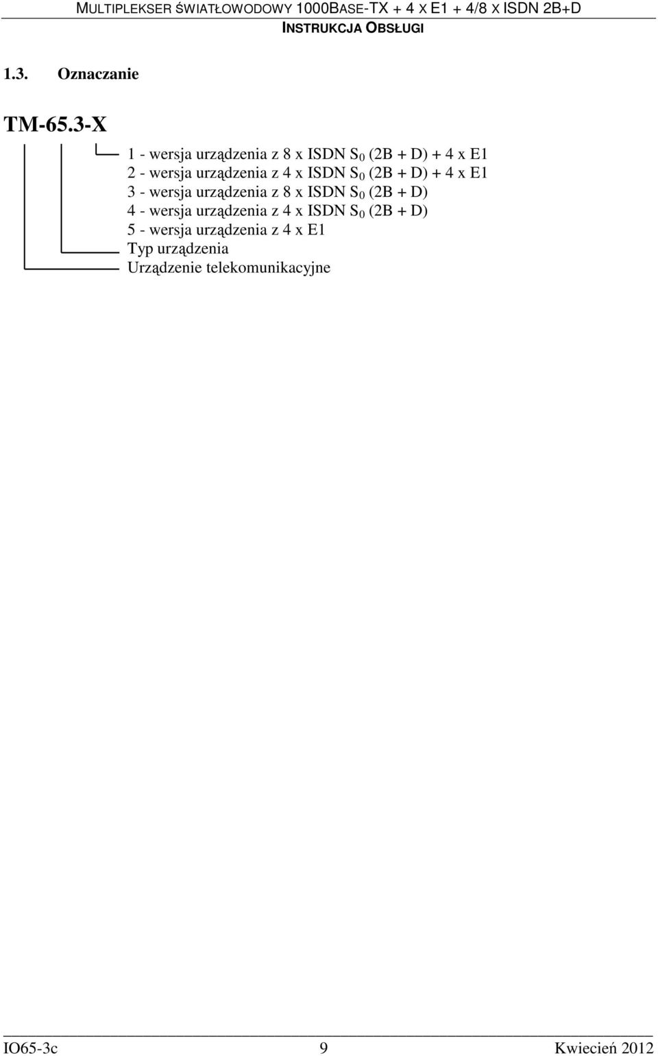 z 4 x ISDN S 0 (2B + D) + 4 x E1 3 - wersja urządzenia z 8 x ISDN S 0 (2B + D) 4