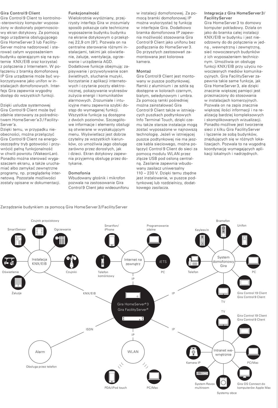 połączenia z Internetem. W połączeniu z bramką domofonową Gira urządzenie może być wykorzystywane jako unifon w instalacjach domofonowych. Interfejs Gira zapewnia wygodny dostęp do wszystkich funkcji.