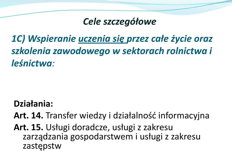 14. Transfer wiedzy i działalność informacyjna Art. 15.