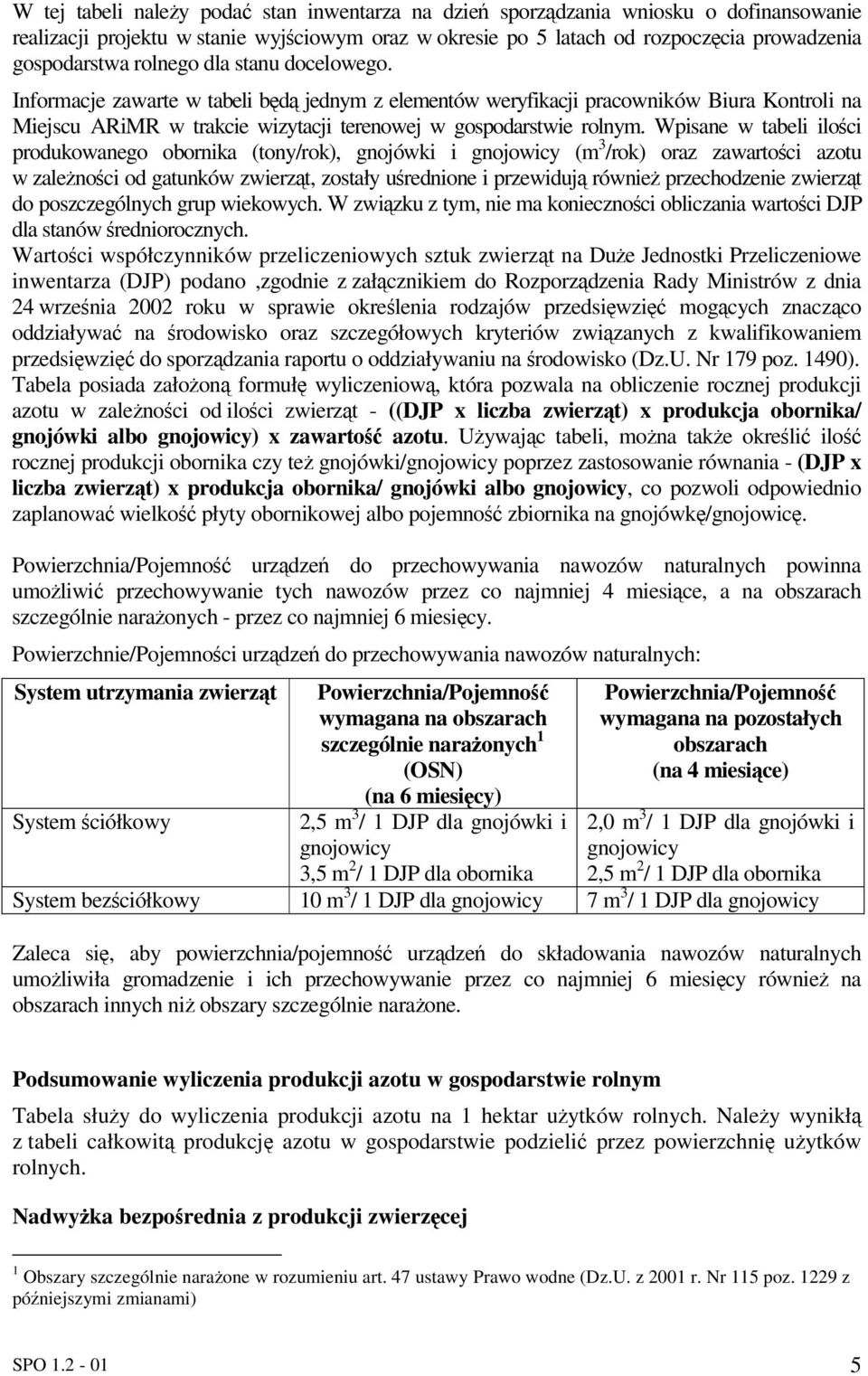 Wpisane w tabeli iloci produkowanego obornika (tony/rok), gnojówki i gnojowicy (m 3 /rok) oraz zawartoci azotu w zalenoci od gatunków zwierzt, zostały urednione i przewiduj równie przechodzenie