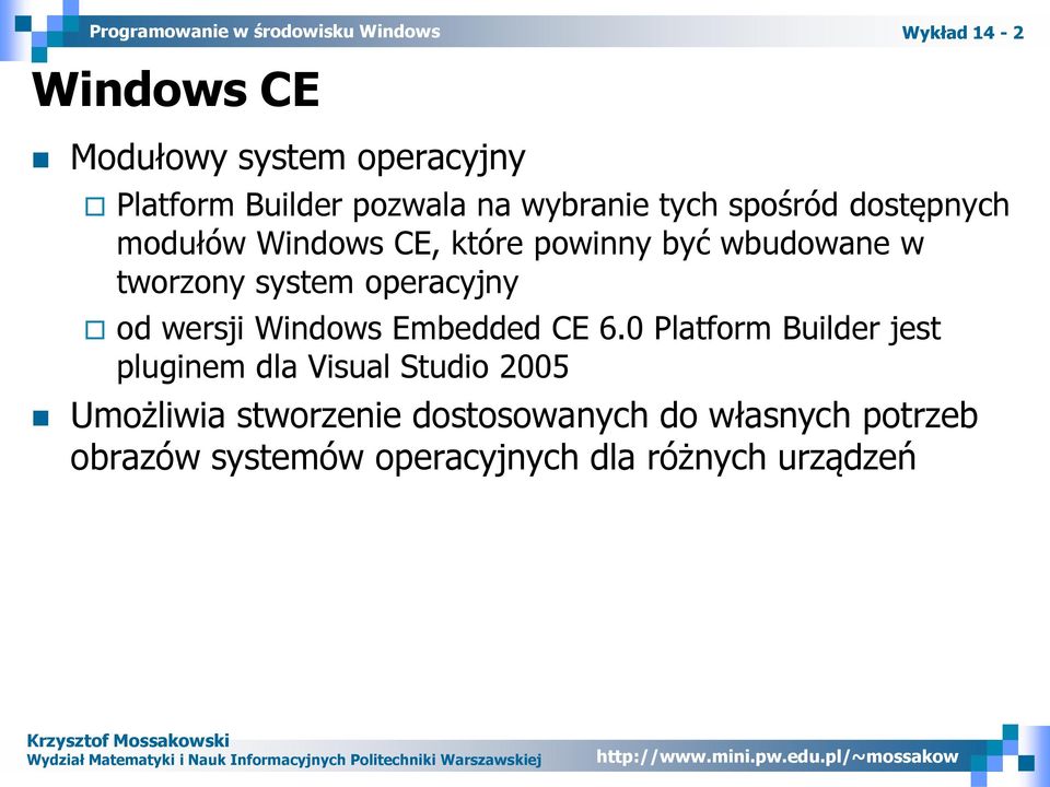 od wersji Windows Embedded CE 6.