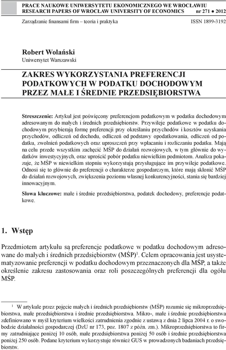 dochodowym adresowanym do małych i średnich przedsiębiorstw.