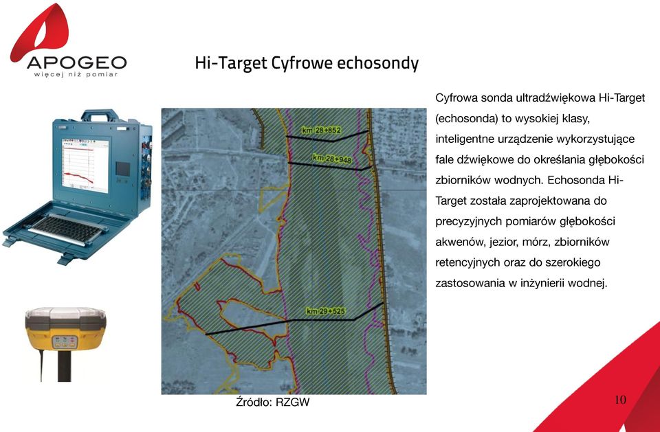 Echosonda Hi- Target została zaprojektowana do precyzyjnych pomiarów głębokości akwenów,