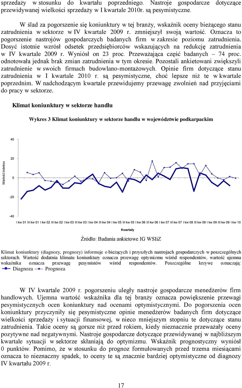 Oznacza to pogorszenie nastrojów gospodarczych badanych firm w zakresie poziomu zatrudnienia. Dosyć istotnie wzrósł odsetek przedsiębiorców wskazujących na redukcję zatrudnienia w IV kwartale 2009 r.