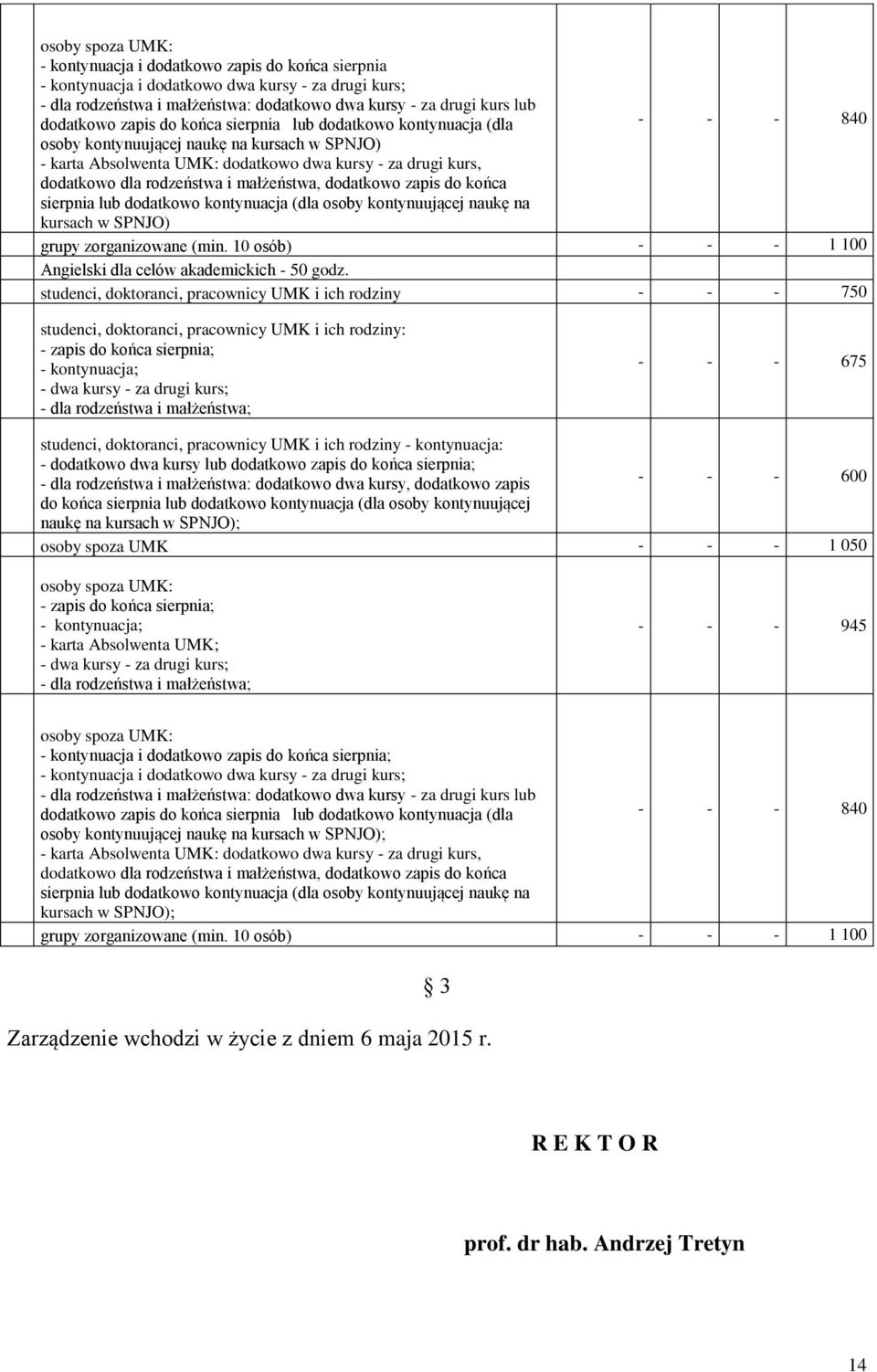 rodzeństwa i małżeństwa, dodatkowo zapis do końca sierpnia lub dodatkowo kontynuacja (dla osoby kontynuującej naukę na kursach w SPNJO) grupy zorganizowane (min.