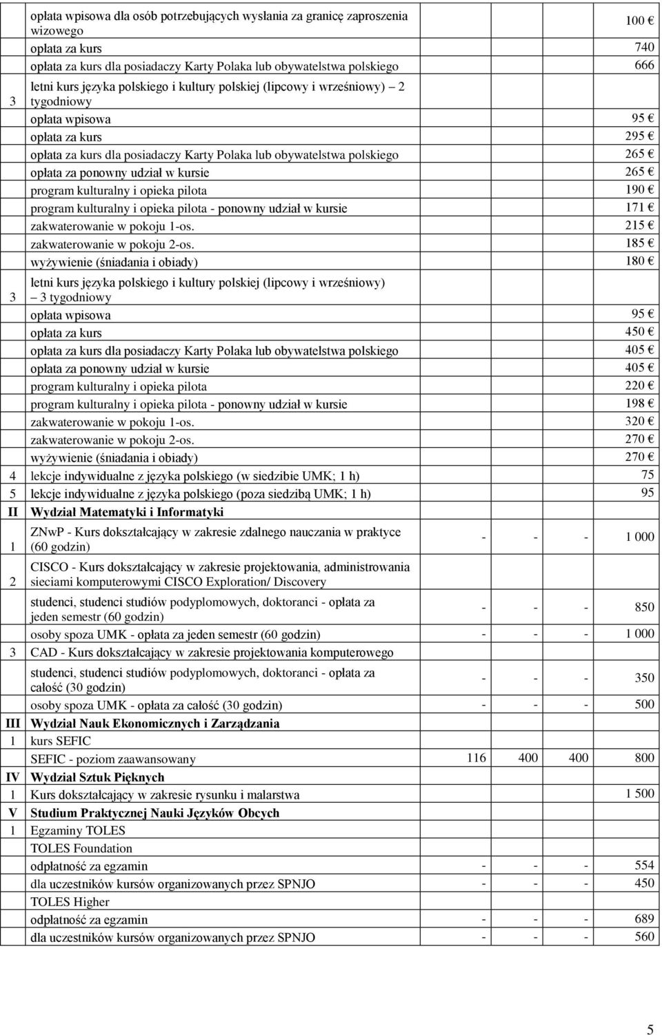 udział w kursie 265 program kulturalny i opieka pilota 90 program kulturalny i opieka pilota - ponowny udział w kursie 7 zakwaterowanie w pokoju -os. 25 zakwaterowanie w pokoju 2-os.