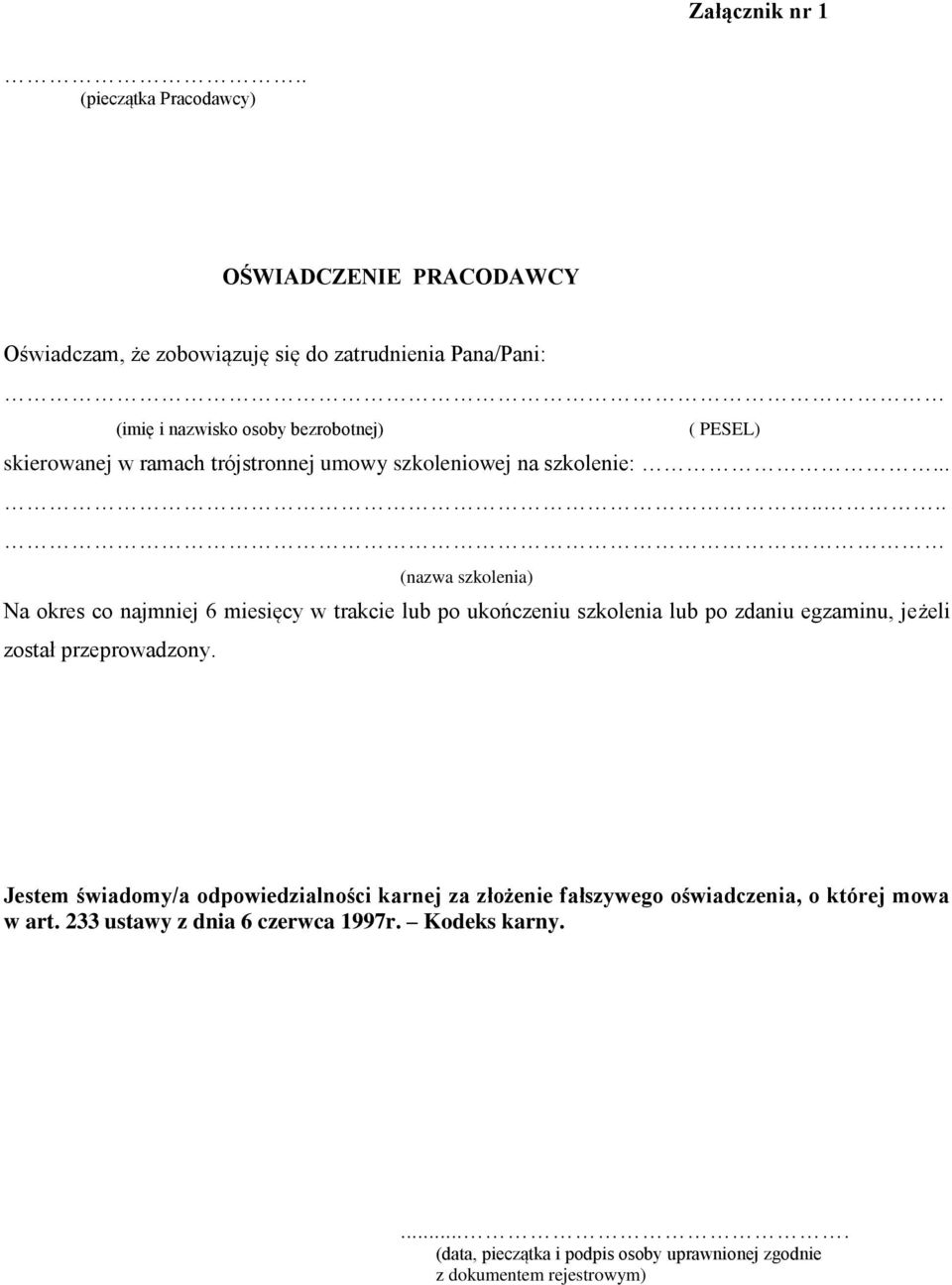 skierowanej w ramach trójstronnej umowy szkoleniowej na szkolenie:.