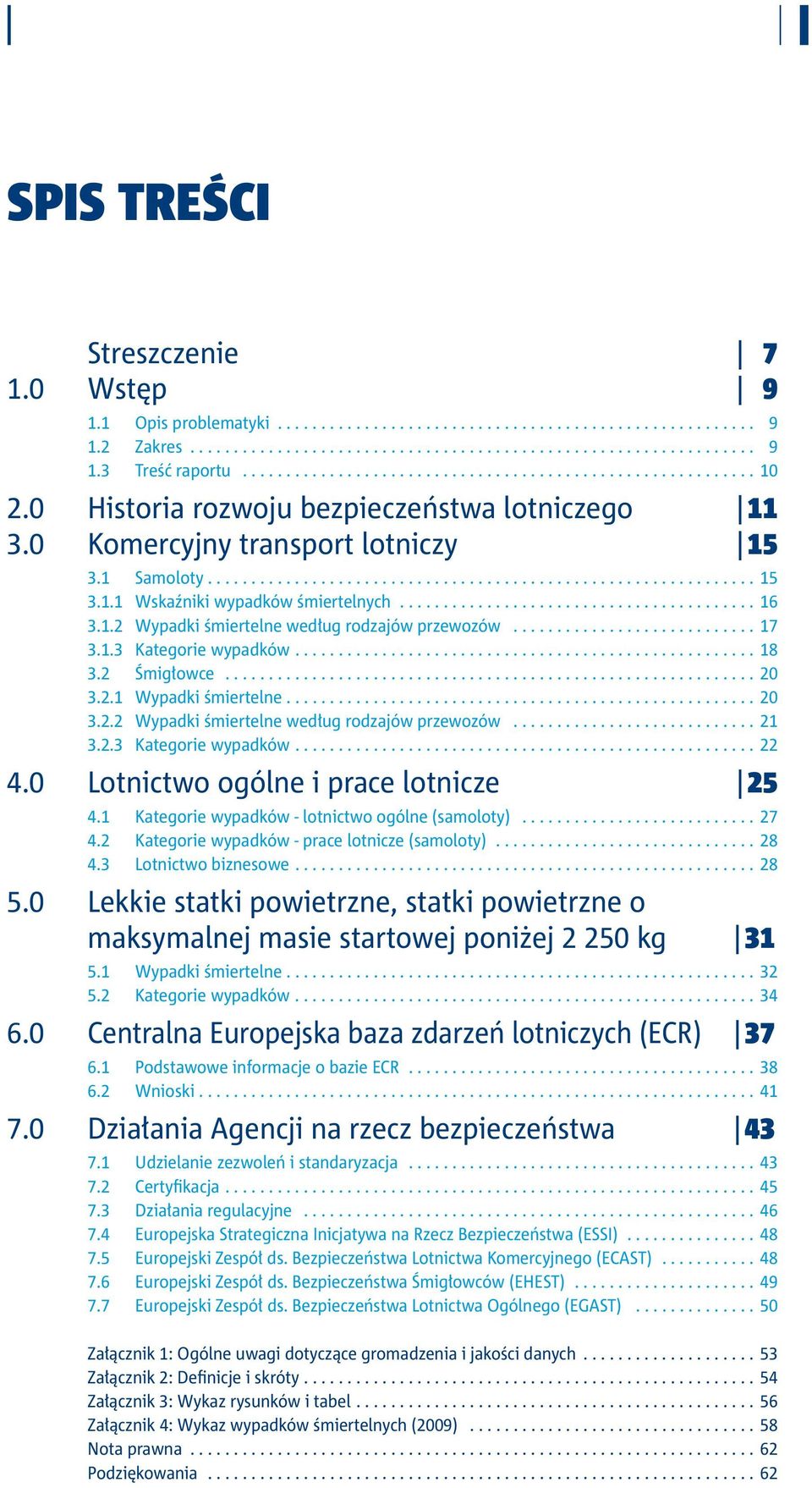 .. 18 3.2 Śmigłowce... 20 3.2.1 Wypadki śmiertelne...................................................... 20 3.2.2 Wypadki śmiertelne według rodzajów przewozów... 21 3.2.3 Kategorie wypadków... 22 4.