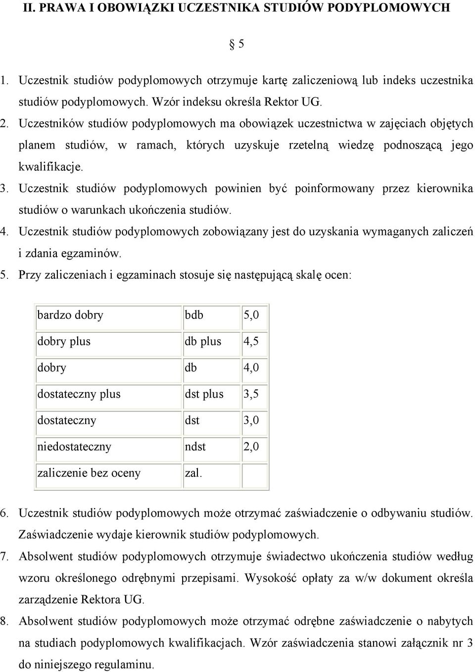 Uczestnik studiów podyplomowych powinien być poinformowany przez kierownika studiów o warunkach ukończenia studiów. 4.
