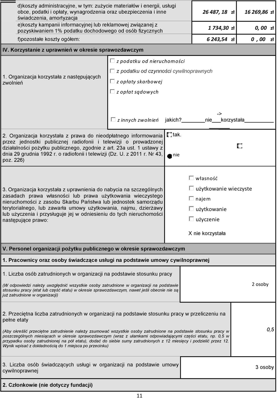 Korzystanie z uprawnień w okresie sprawozdawczym z podatku od nieruchomości 1.