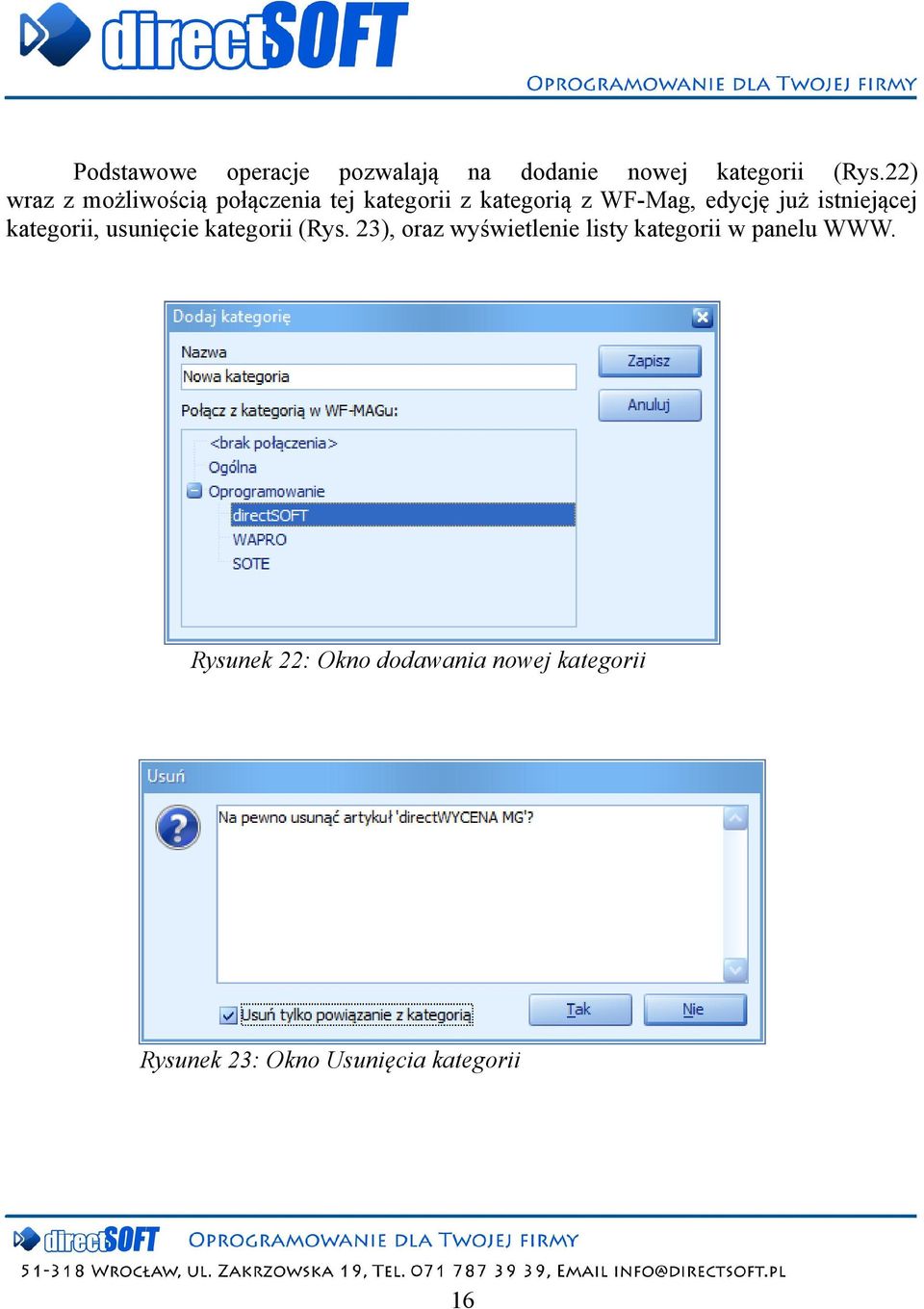 istniejącej kategorii, usunięcie kategorii (Rys.