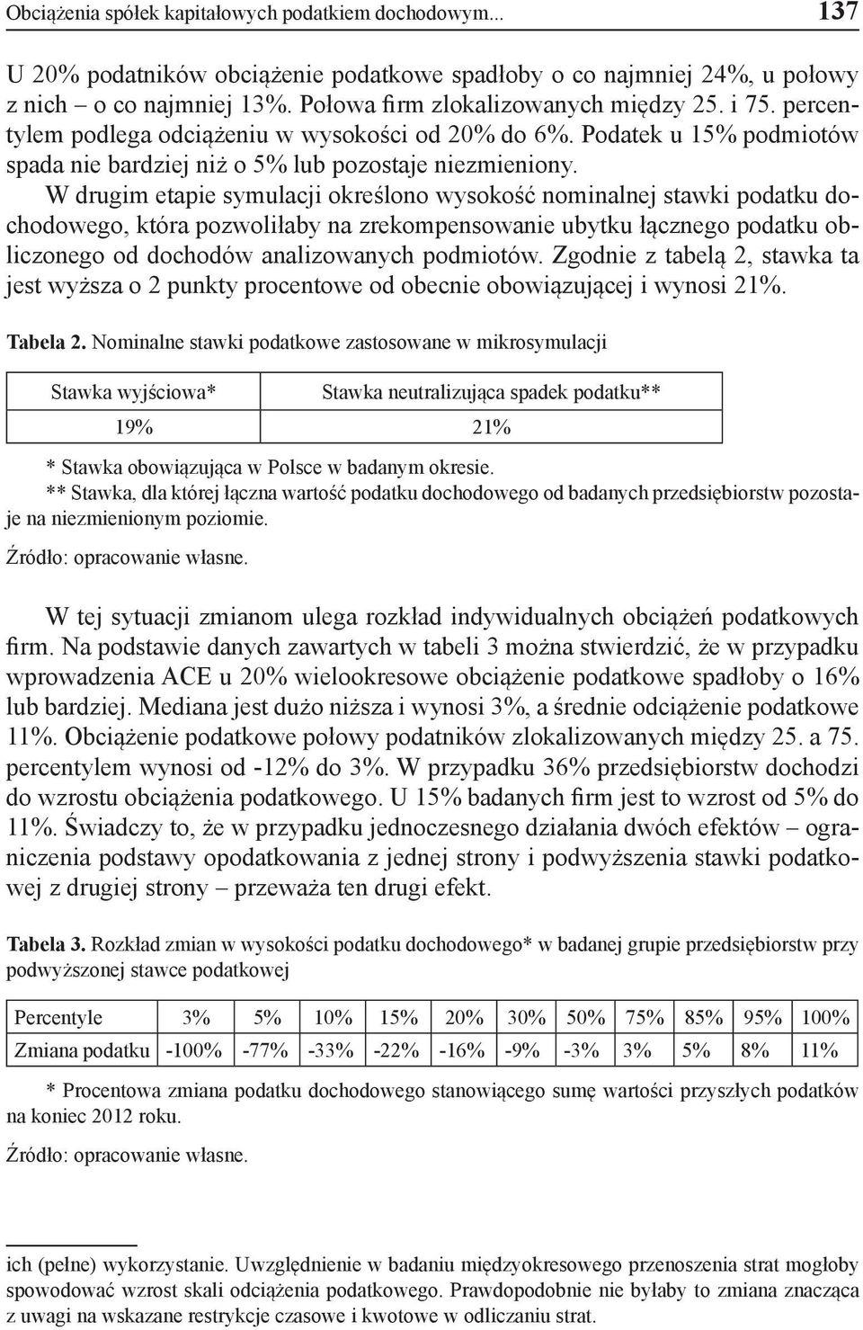 W drugim etapie symulacji określono wysokość nominalnej stawki podatku dochodowego, która pozwoliłaby na zrekompensowanie ubytku łącznego podatku obliczonego od dochodów analizowanych podmiotów.