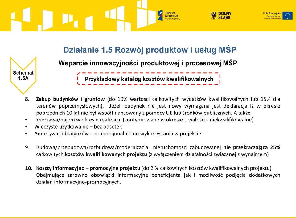 Jeżeli budynek nie jest nowy wymagana jest deklaracja iż w okresie poprzednich 10 lat nie był współfinansowany z pomocy UE lub środków publicznych.