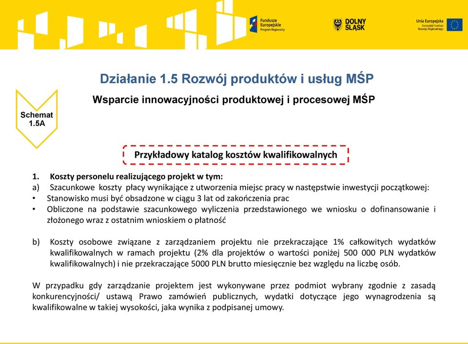 zakończenia prac Obliczone na podstawie szacunkowego wyliczenia przedstawionego we wniosku o dofinansowanie i złożonego wraz z ostatnim wnioskiem o płatność b) Koszty osobowe związane z zarządzaniem