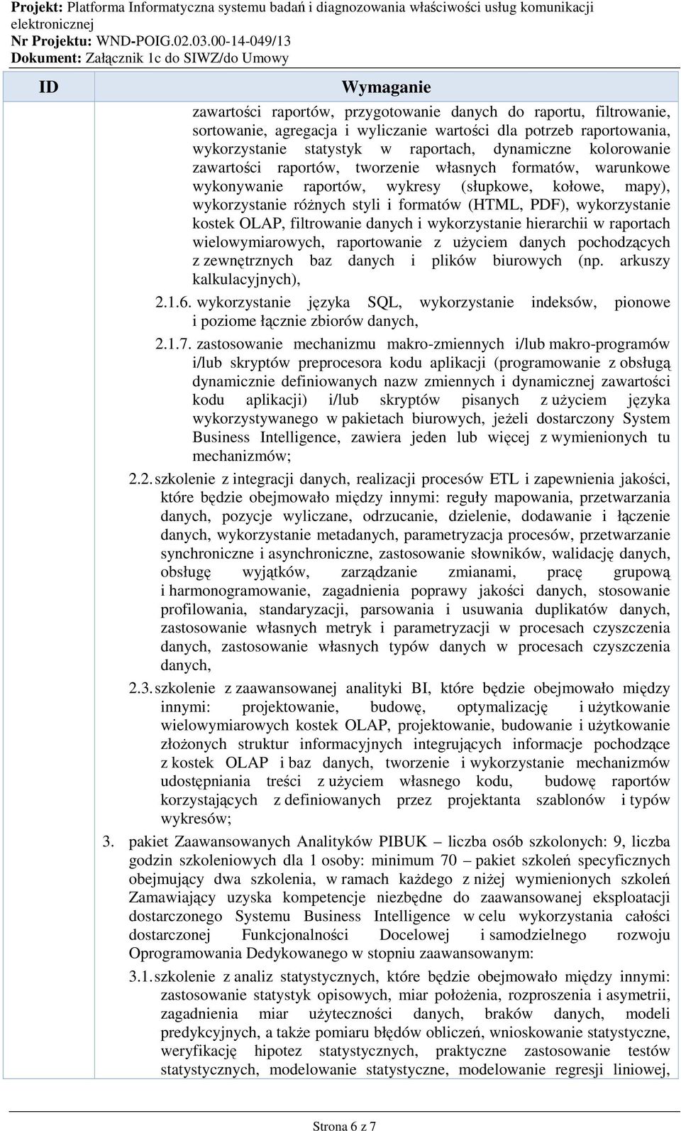 filtrowanie danych i wykorzystanie hierarchii w raportach wielowymiarowych, raportowanie z użyciem danych pochodzących z zewnętrznych baz danych i plików biurowych (np. arkuszy kalkulacyjnych), 2.1.6.